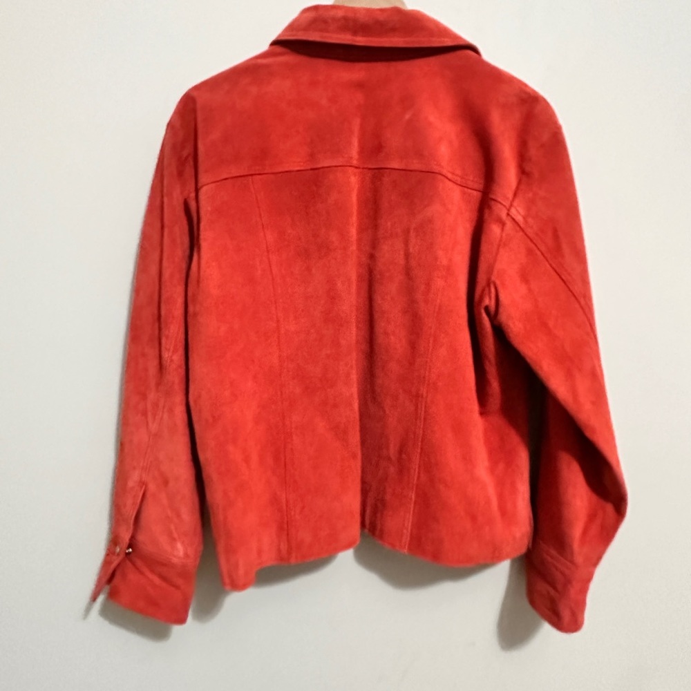 Beautiful Vintage Coral Genuine Suede Leather Snap Closure Jacket Size XL - Picture 6 of 7